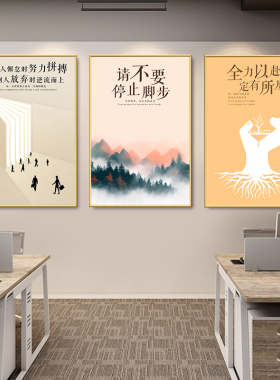 办公室激励志墙贴企业文化墙装饰挂画会议室团队标语布置公司海报