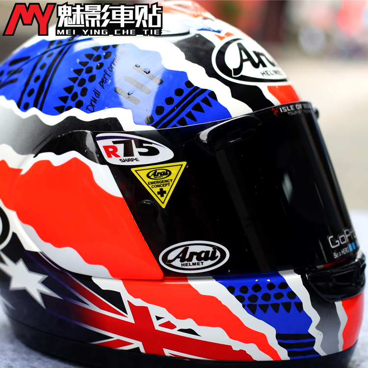 魅影车贴 ARAI RX7X RR5头盔镜片贴纸 反光贴摩托GP赞助商车手贴