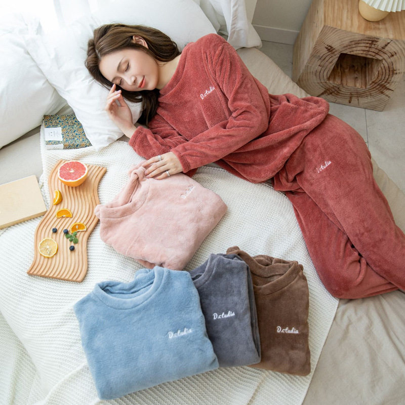 仙女暖暖裤睡衣女冬季加厚珊瑚绒家居服秋可外穿宽松保暖长袖