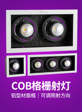 NVC雷士照明LED单头双头格栅射灯斗胆灯NLED5821A NLED5822B 5823