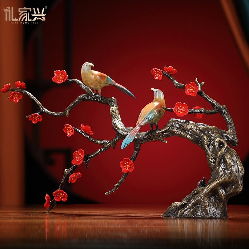 禮家興全銅喜鵲擺件喜上眉梢工藝品客廳玄關(guān)酒柜裝飾品喬遷新居結(jié)
