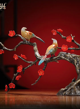 礼家兴全铜喜鹊摆件喜上眉梢工艺品客厅玄关酒柜装饰品乔迁新居结