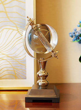 初见水晶球地球仪摆件办公室书房工艺装饰品样板房客厅创意摆设送