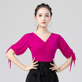 舞蹈上衣国 上衣时尚 千易色拉丁舞练功服上衣女成人舞蹈服新款 中袖