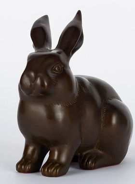 古叶家居纯黄铜生肖兔摆件家居客厅装饰铜兔摆件办公室饰品工艺品