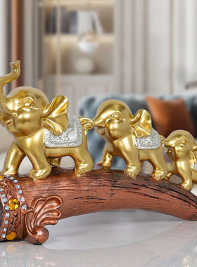 木丁丁大象客厅摆件生日礼物客厅玄关酒柜办公室书房桌轻奢装饰工