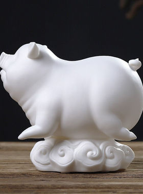 东方泥土德化白瓷猪摆件办公室桌面装饰手工艺品摆件/飞天小猪H21
