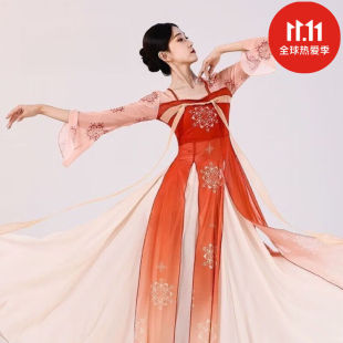 霜魄水袖 舞蹈服古典舞舞蹈服女汉唐齐胸飘带身韵飘逸长 舞蹈服水袖