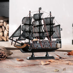 室内(Snnei)成品黑珍珠号帆船模型装饰摆件加勒比海盗工艺木船