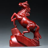 仙将花梨木雕马摆件十二生肖实木马到成功装 饰家居办公室送礼工艺