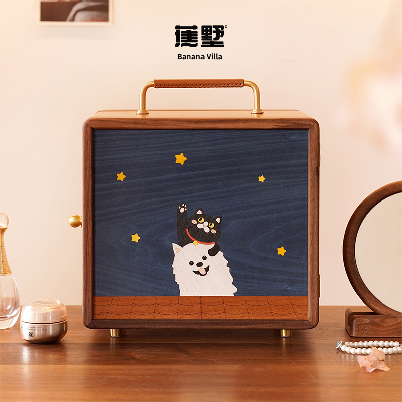 蕉墅创意实木多层首饰盒