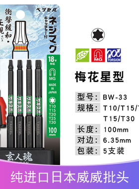 日本威威批头SS16T1010高硬度实心批咀进口内六角梅花批带磁批嘴