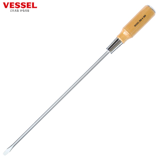 日本VESSEL威威350木柄穿心可敲击十字螺丝起子一字6mm8mm9mm10mm