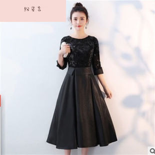 纷资言音乐生艺考礼服黑色女声乐考试表演独唱演奏黑色中长款2XL