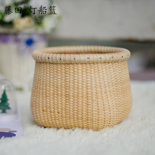 藤田藤编篮子桌面收纳杂物浴室收纳化妆品精致节日篮子欧美田园风