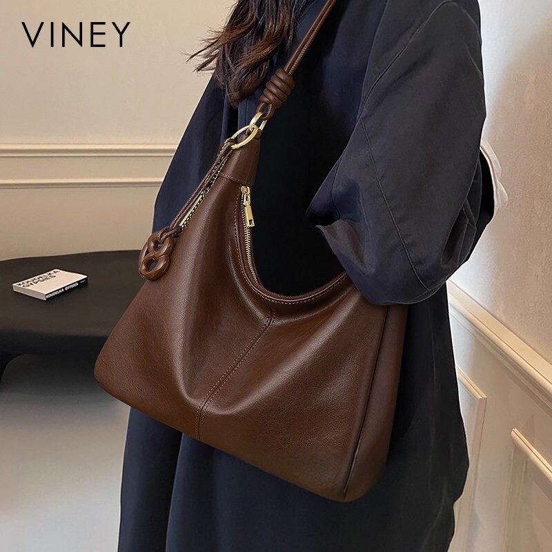 Viney托特包包女式2026新款真皮女包秋冬单肩斜挎包大容量腋下包