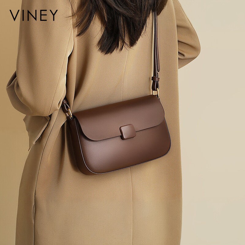 Viney豆腐包包女2026新款秋冬斜挎腋下小方包真皮高级感单肩女包