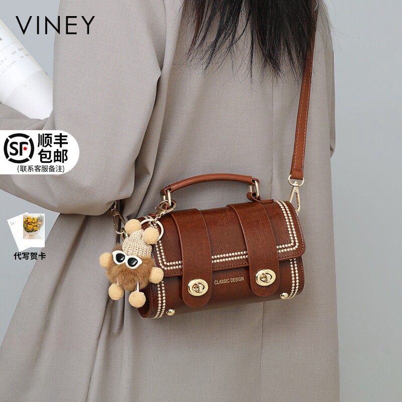 Viney包包2025新款斜挎包女包真皮今年流行手提秋冬夏天迷你小包