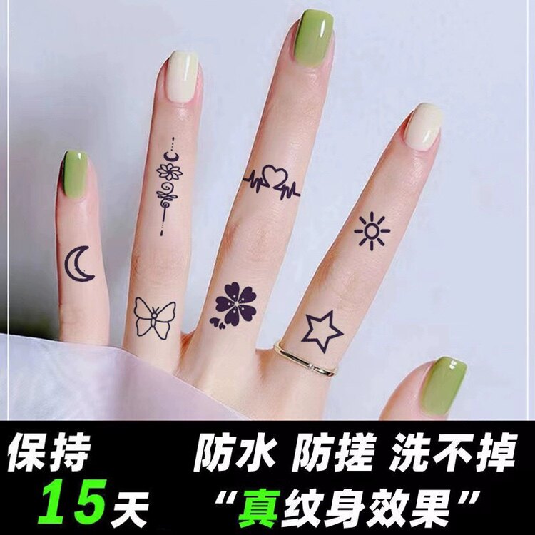 草本半永久手指小图案字母纹身贴高颜值防水持久女款洗不掉一个月