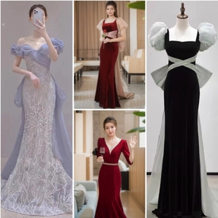 出租高端轻奢晚礼服名媛生日出阁宴会艺考长裙2023新款新娘敬酒服