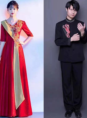 出租大合唱团演出服男女款艺考比赛气质主持人舞台唱红歌表演礼服