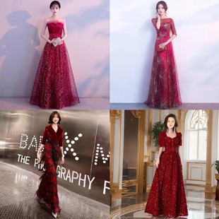 出租红色敬酒服新娘2023新款 结婚宴会气质订婚礼服裙女大气高级感