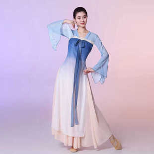 出租新款 飘带演出服 古典舞蹈服女中国汉服齐胸大摆裙练功纱衣长款