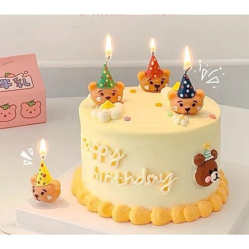 可爱卡通韩国带帽子小熊生日蜡烛