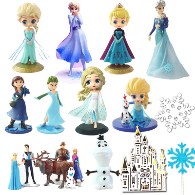 塑料大头女王艾莎雪宝蛋糕装饰