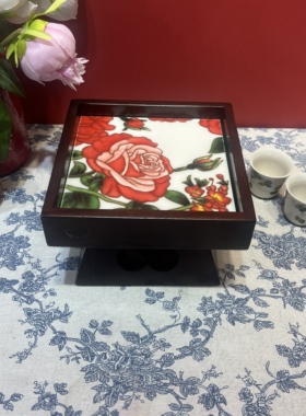 15方{木承台}复古新中式文创老榆木茶盘可收纳装饰摆件