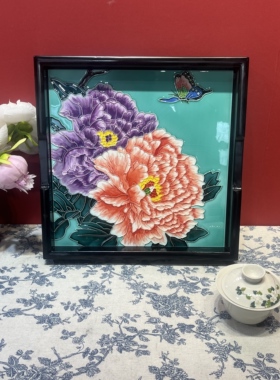 33*33双面黑胡桃色客厅装饰老榆木实木收纳盘摆件