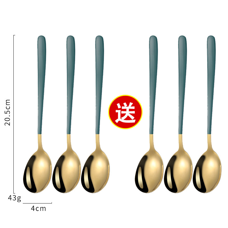 韩式ins不锈钢勺子家用长柄汤匙创意调羹韩国吃饭勺北欧叉咖啡勺_虎窝淘