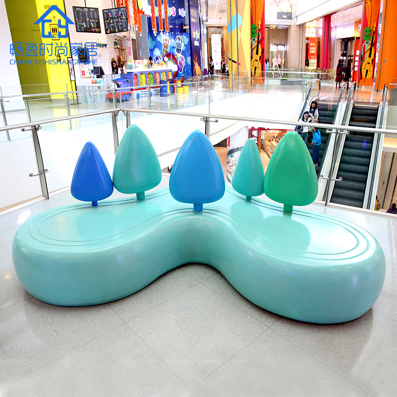 商场玻璃钢休闲座椅定制厂家户外休息区椅儿童卡通坐凳小树林椅子