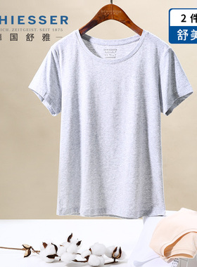 2件装SCHIESSER舒雅女士舒美棉莫代尔纯色透气短袖上衣T恤19963M