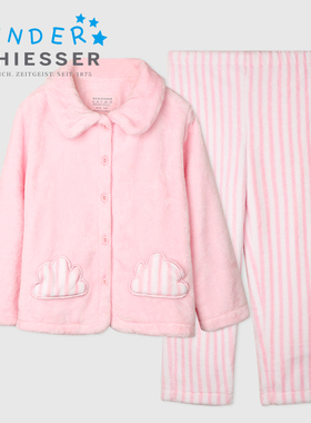 秋冬新 德国舒雅睡衣女童法兰绒家居服珊瑚开衫 3F/15650H 加厚款