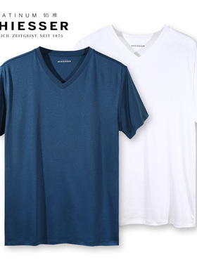 德国舒雅短袖男 黑标铂雅男士丝光棉v领汗衫单上衣T恤95-18639M