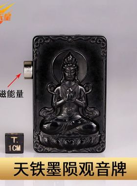 天铁陨石精雕观音挂牌吊坠能量真品墨黑陨石挂件新疆天然磒石正品