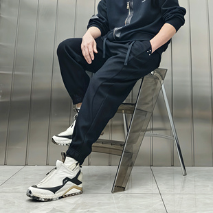 设计款潮牌羊毛休闲裤男秋冬加厚保暖宽松束脚工装阔腿裤拉链拼接