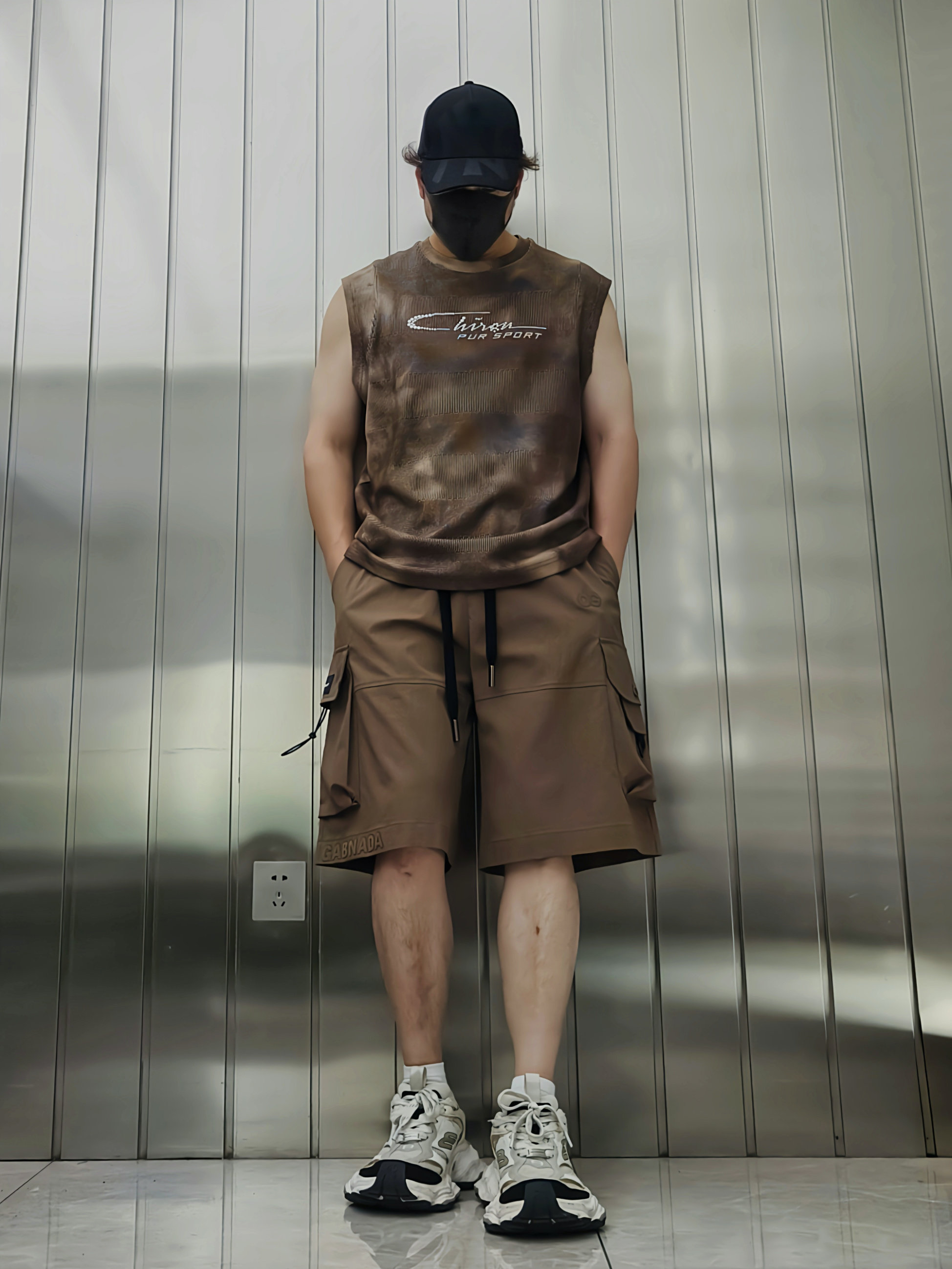 废土风水洗渐变扎染潮牌无袖T恤男夏季宽松重磅背心运动休闲坎肩