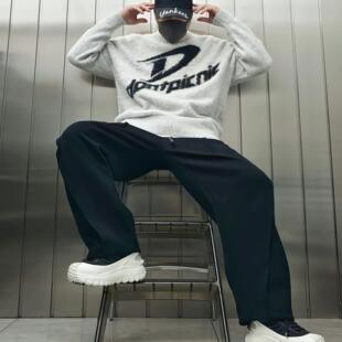 KB卡万邦潮牌羊毛混纺针织衫男女款秋冬加厚保暖毛衣宽松阔版字母