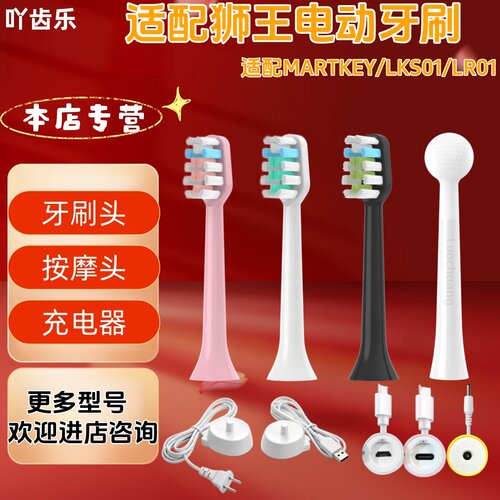 适配狮王电动牙刷MARTKEY/LKS01/LR01清洁牙刷头适配充电器按摩头