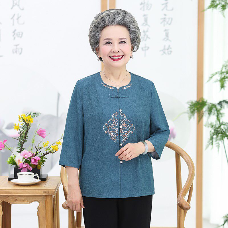 老太太夏装60岁70老年人衬衫女加大码老人上衣服胖奶奶装衬衣短袖|ruв категории Женская одежда, рубашка - от Buy2taobao.com для оказания профессиональной услуги покупки агента Taobao