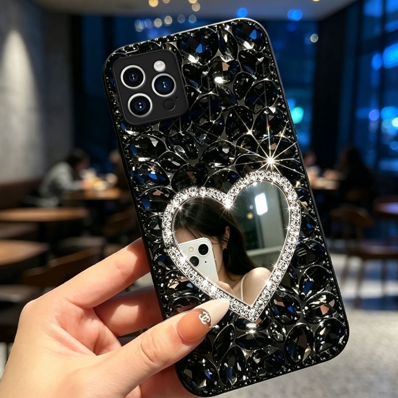 黑色满钻镶钻适用苹果iPhone16ProMax手机壳奢华12Mini防摔6外壳14Pro新款16上档次7硅胶XS水钻17Pro保护套