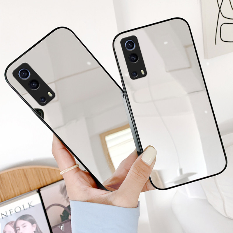 补妆镜子玻璃镜面适用vivo IQOOZ3手机壳女iq00潮iqoo爱酷z1硬z1x壳neo5手机套女款夏季网红简约zx1散热noe5