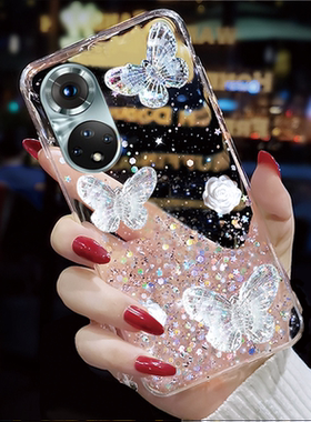 奢华透明闪星适用华为荣耀50手机壳honor70Pro曲面屏20新款90/100网红nova女mate40女款p30pro卡通80se女mt60