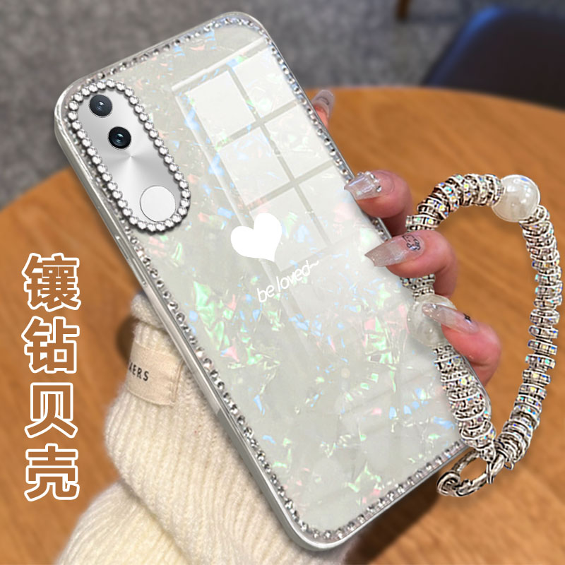 高级感电镀贝壳纹镶钻  不掉漆 不掉色