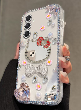 奢华高级水钻适用三星GalaxyM55手机壳防摔S24镶钻M51全包M21透明F06网红M31小众M32 5G/2025年ZFold6女款