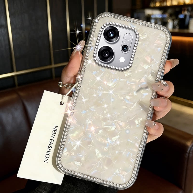 高级镶钻七彩贝壳适用OPPOFindX9手机壳/2026年3外壳9+新款K10x镶钻2全包7新品15高级感11小众K10硅胶12