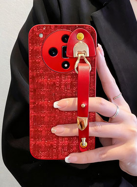 红色喜庆布艺小香风适用OPPOFindX7手机壳小众9/2026年13冬天A5x毛绒A32外壳A5活力版高级感A55s全包A1 女款