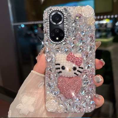 镶水钻凯蒂猫适用华为nova9手机壳全包5防摔12小众5T/2025年12活力版新品5Pro保护套14pro高级感5Z网红14满钻